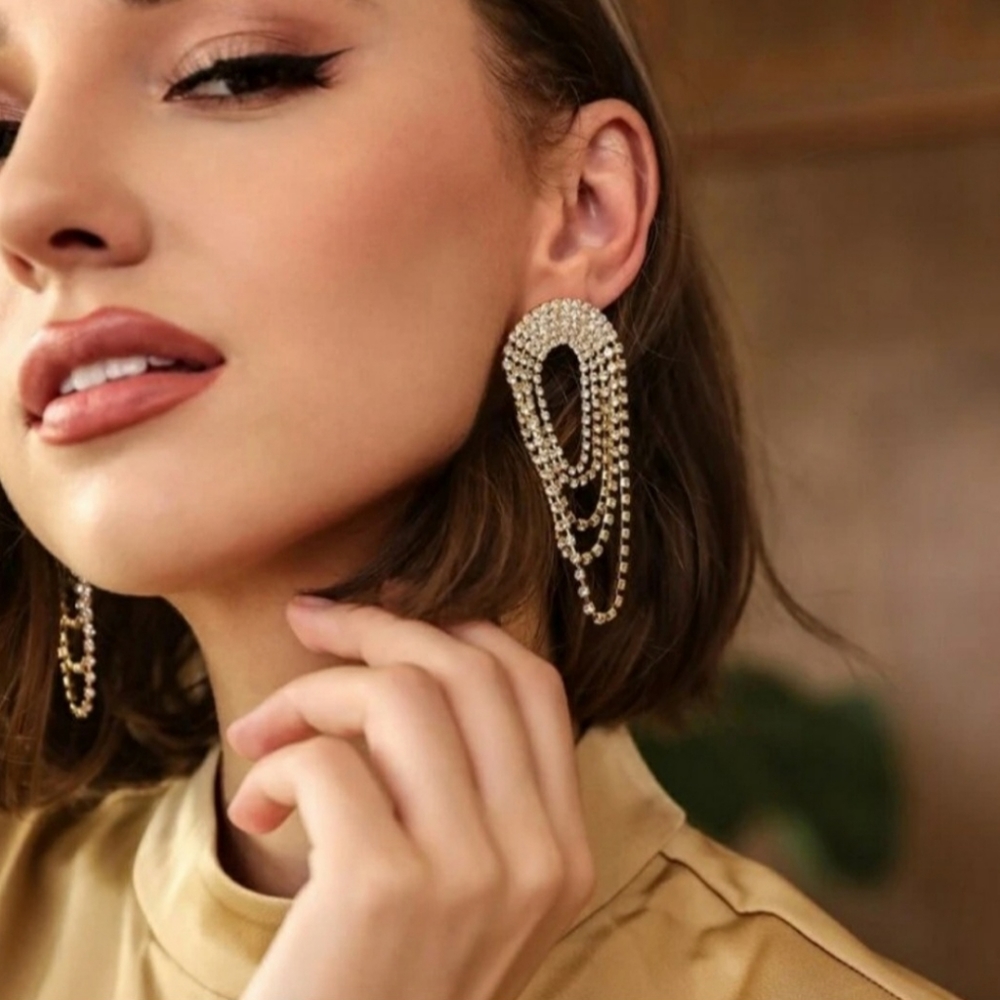 Pave stone sparkly drop earrings!  Never worn. Perfect for the holidays.